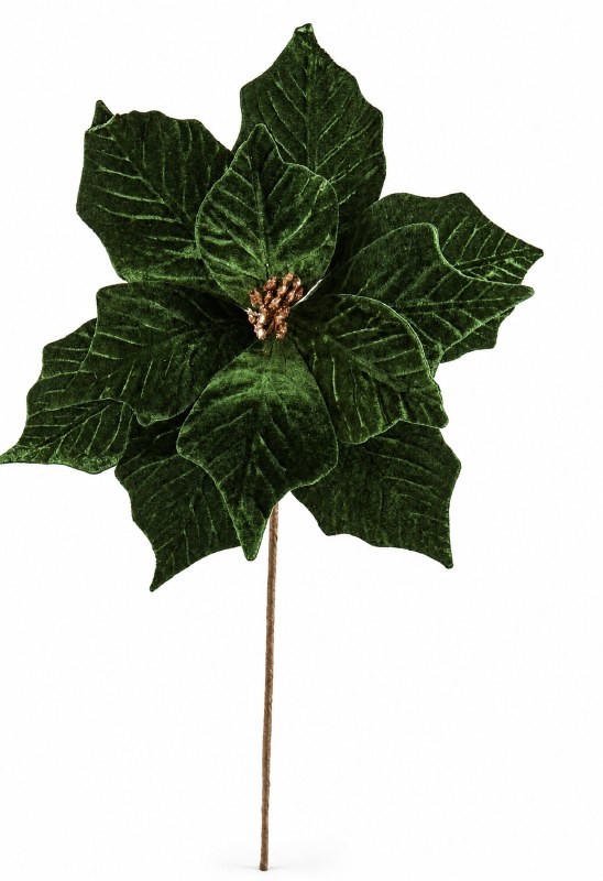 Picture of Velvet Poinsettia Stem 33cm Dark Green